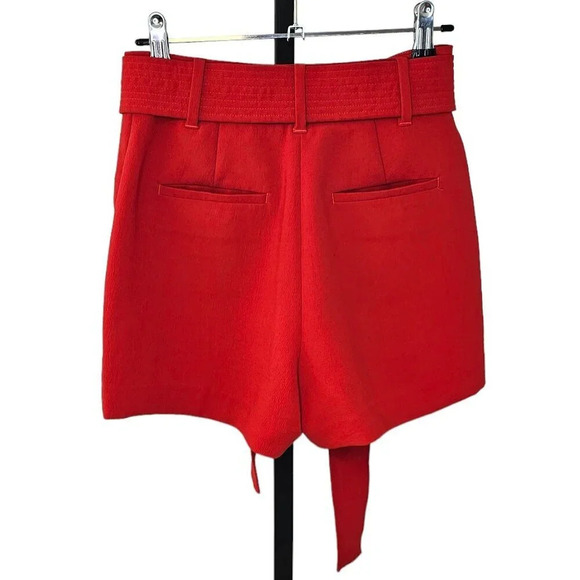Aritzia Wilfred Tie Waist Shorts  Size 0 Red High Rise Belted Crepe - Picture 2 of 8